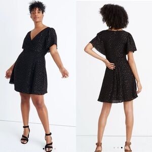 Madewell Cape-Sleeve Mini Dress in Metallic Dots NWT Size 00